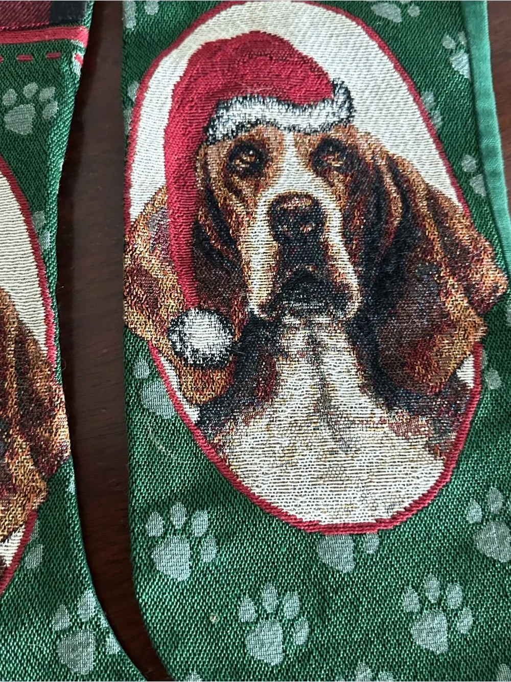 Pair Of Linda Picken Christmas Stocking Basset Hound Dog 18